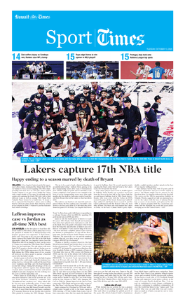 Lakers Capture 17Th NBA Title Happy Ending to a Season Marred by Death of Bryant