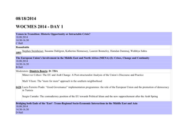 08/18/2014 Wocmes 2014 - Day 1