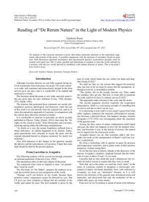 Reading of “De Rerum Natura” in the Light of Modern Physics