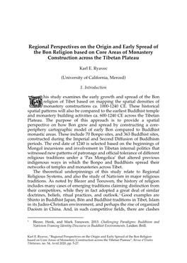 Regional Perspectives on the Origin and Early Spread of the Bon Religion Based on Core Areas of Monastery Construction Across the Tibetan Plateau