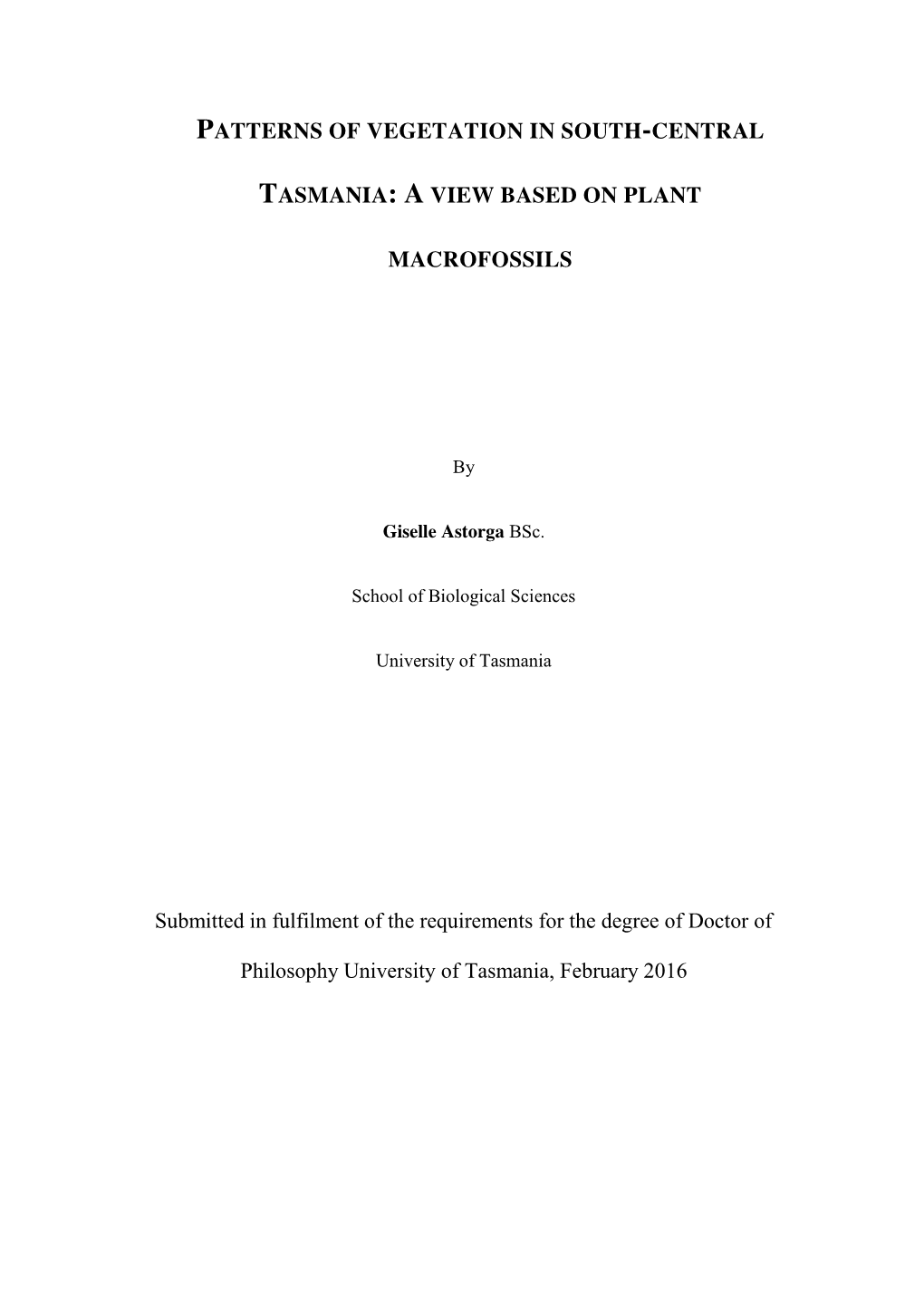 Patterns of Vegetation in South-Central