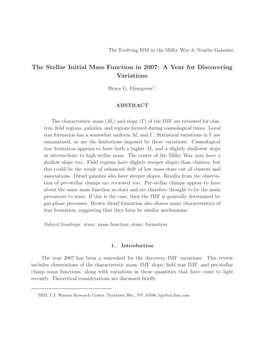 The Stellar Initial Mass Function in 2007: a Year for Discovering Variations