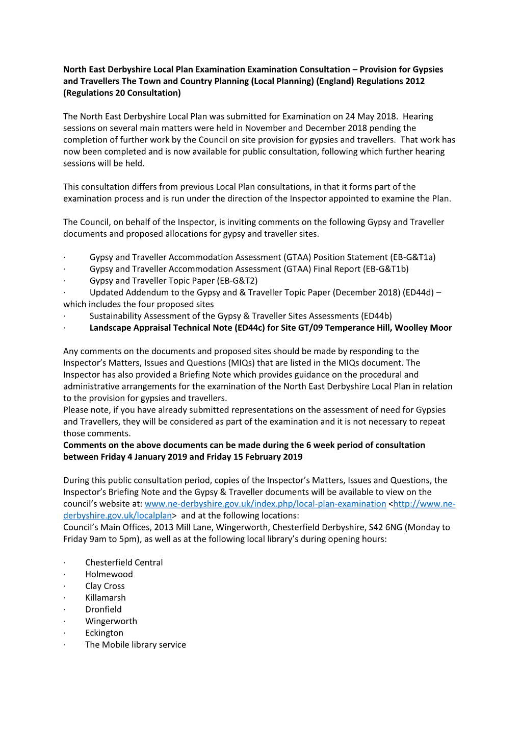 North East Derbyshire Local Plan