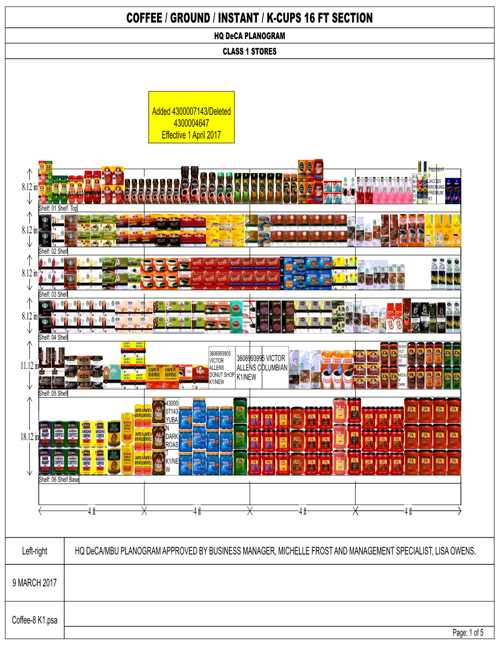 Coffee Instant-Ground-K Cup.Psa COFFEE / GROUND / INSTANT / K-CUPS 16 FT SECTION