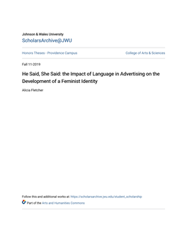 He Said, She Said: the Impact of Language in Advertising on the Development of a Feminist Identity