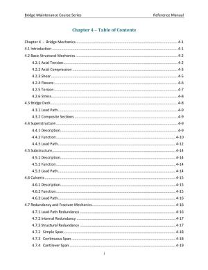 Chapter 4 – Table of Contents