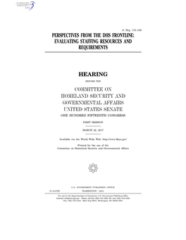 Perspectives from the Dhs Frontline: Evaluating Staffing Resources and Requirements