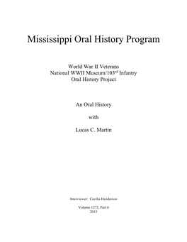 Mississippi Oral History Program