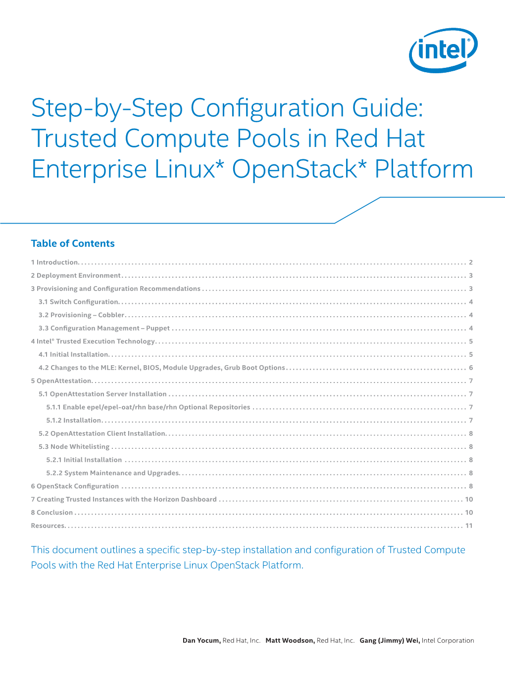 Trusted Compute Pools in Red Hat Enterprise Linux* Openstack* Platform