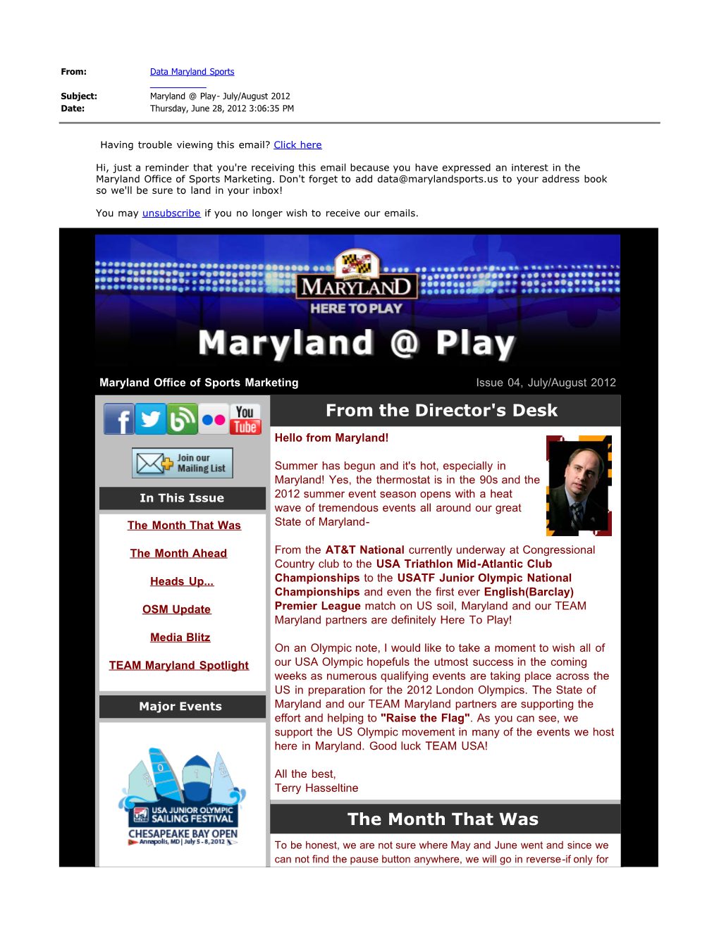 Maryland @ Play- July/August 2012 Date: Thursday, June 28, 2012 3:06:35 PM