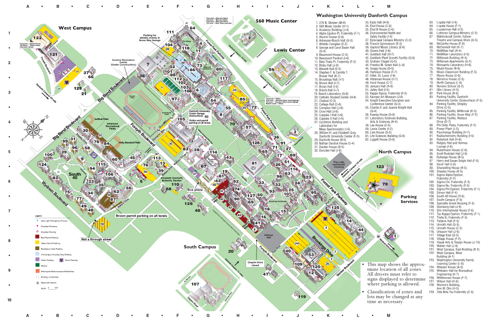 Washington University Danforth Campus • This Map Shows the Approx