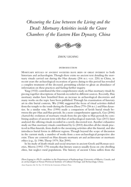 Mortuary Activities Inside the Grave Chambers of the Eastern Han Dynasty, China