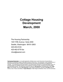Cottage Housing Development March, 2000