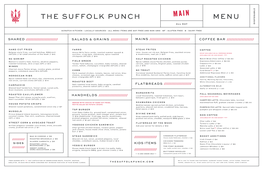 The Suffolk Punch Menu