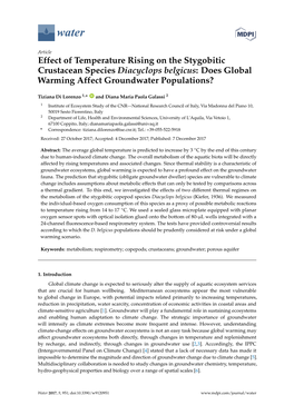 Does Global Warming Affect Groundwater Populations?