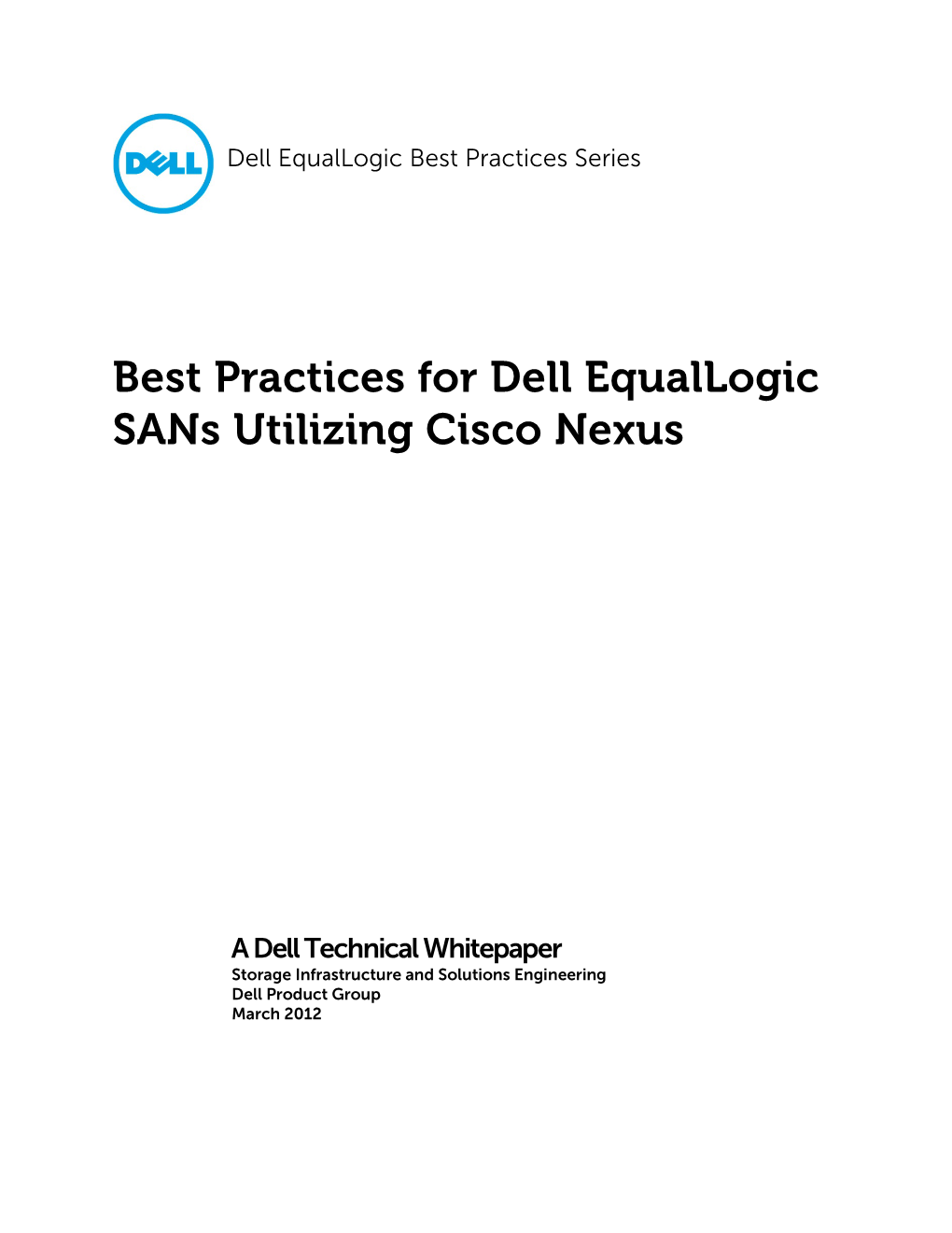 Dell Equallogic SAN Using Cisco Nexus