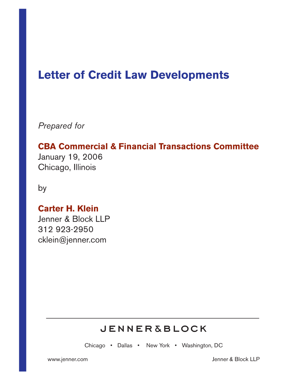 Letter of Credit Law Developments