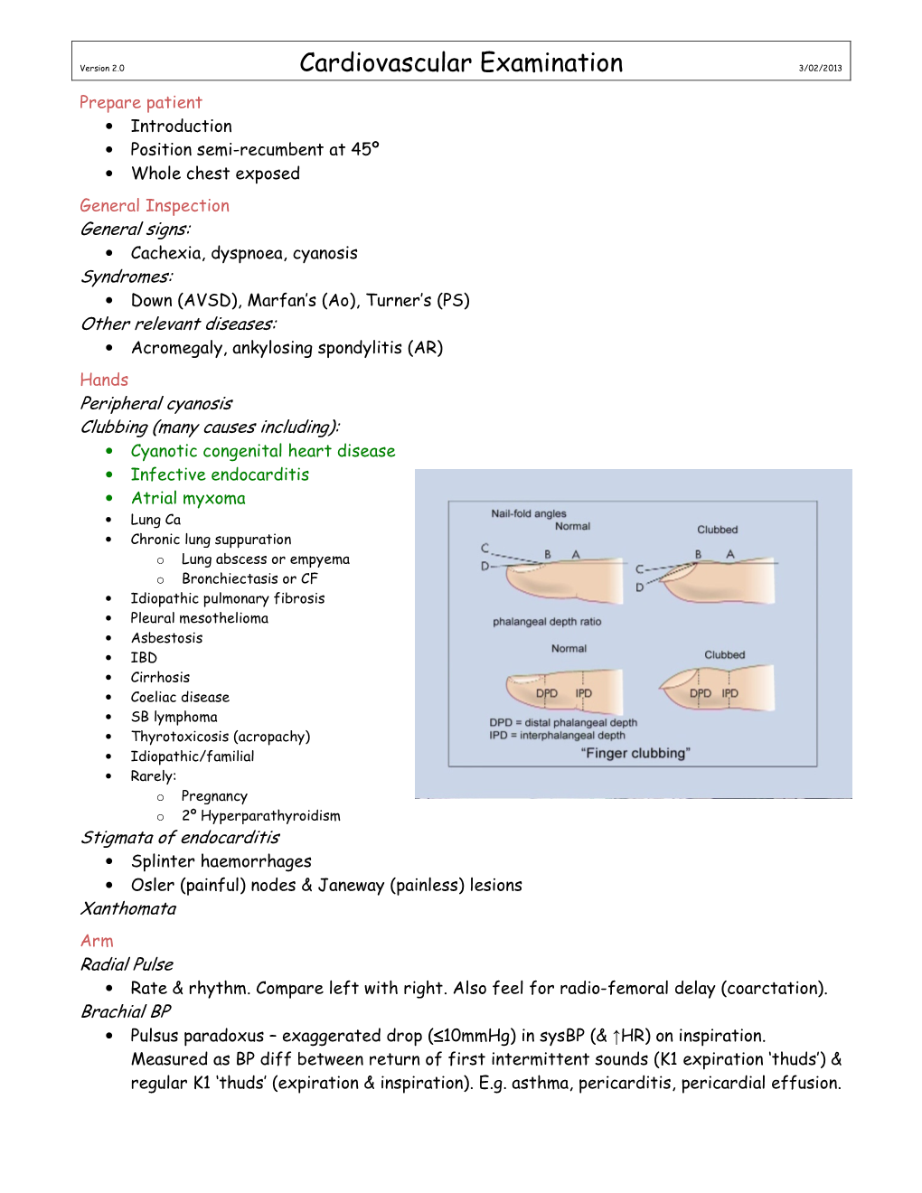 Cardiovascular Examination 3/02/2013