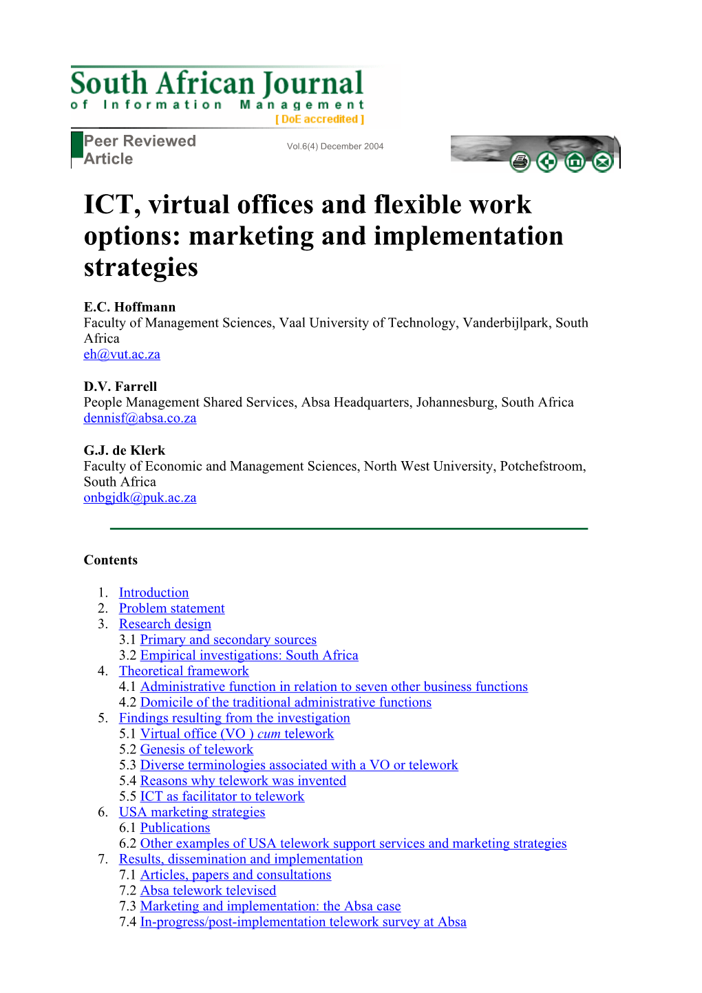 ICT, Virtual Offices and Flexible Work Options: Marketing and Implementation Strategies