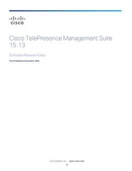 Cisco Telepresence Management Suite Software Release Notes (15.13)