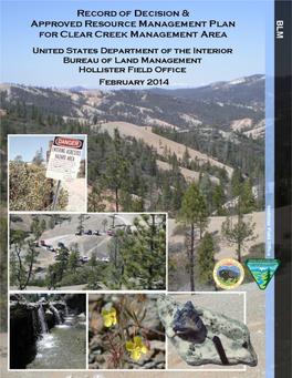Clear Creek Management Area Record of Decision and Approved