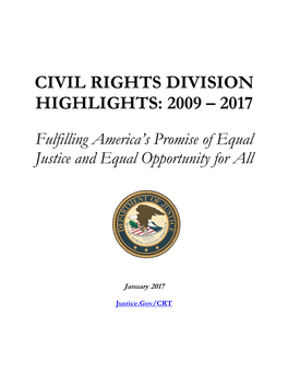 Civil Rights Division Highlights: 2009 – 2017