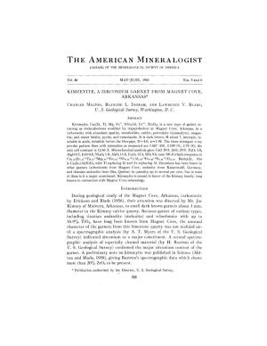 The American Mineralogist Journal of the Mineralogical Society of America