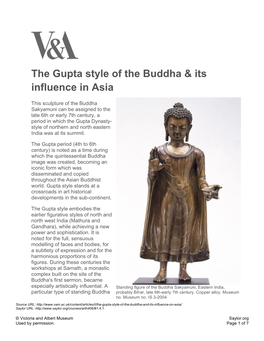 The Gupta Style of the Buddha & Its Influence in Asia