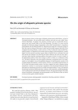 On the Origin of Allopatric Primate Species
