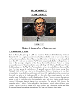 Isaak Ozimov Isaac Asimov (1920-1992)