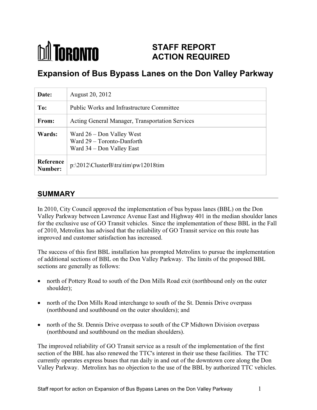 Expansion of Bus Bypass Lanes on the Don Valley Parkway