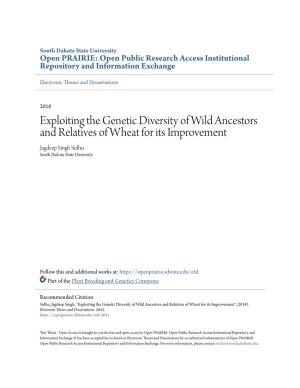 Exploiting the Genetic Diversity of Wild Ancestors and Relatives of Wheat for Its Improvement Jagdeep Singh Sidhu South Dakota State University