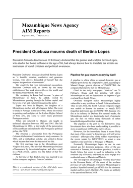 Mozambique News Agency AIM Reports St Report No.440, 1 March 2012