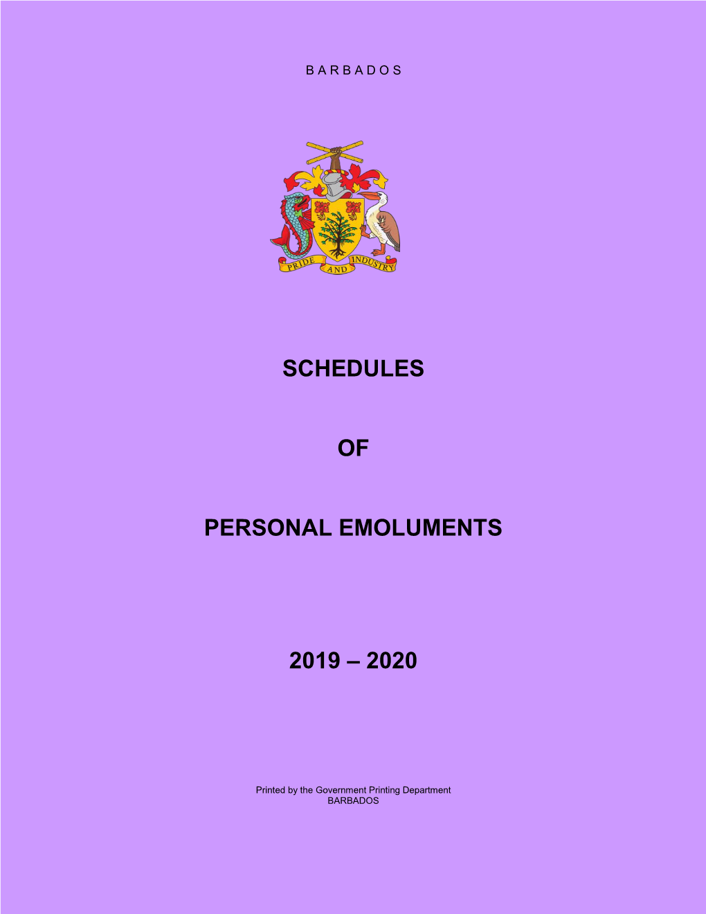 Schedules of Personal Emoluments 2019 – 2020