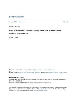 Bias, Employment Discrimination, and Black Women's Hair: Another Way Forward