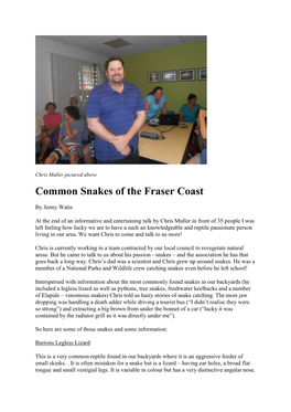 Common Snakes of the Fraser Coast