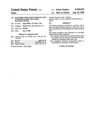 United States Patent (19) 11 Patent Number: 4,765,973 Heller 45 Date of Patent: Aug