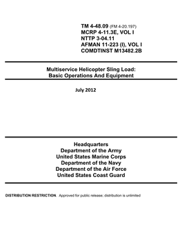Multiservice Helicopter Sling Load: Basic Operations and Equipment, Comdtinst M13482.2B