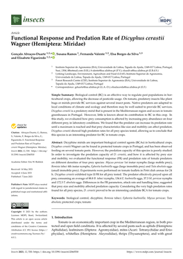 Functional Response and Predation Rate of Dicyphus Cerastii Wagner (Hemiptera: Miridae)