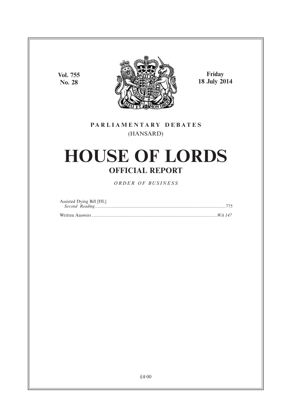 House of Lords Official Report