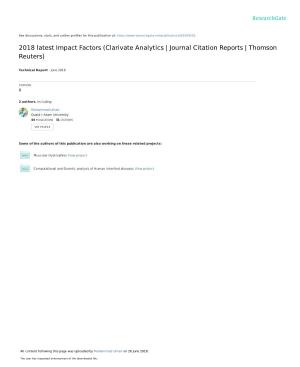 Clarivate Analytics | Journal Citation Reports | Thomson Reuters)