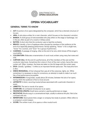 Opera Vocabulary