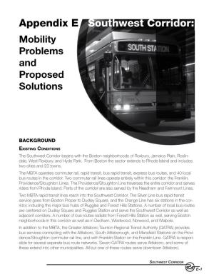 Appendix E Southwest Corridor: Mobility Problems and Proposed Solutions