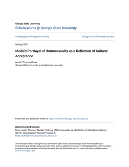 Media's Portrayal of Homosexuality As a Reflection of Cultural Acceptance