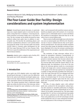 The Four-Laser Guide Star Facility: Design Considerations and System Implementation