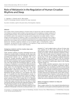 Role of Melatonin in the Regulation of Human Circadian Rhythms and Sleep
