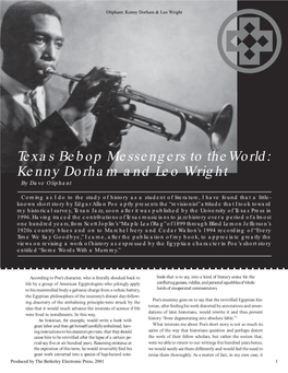 Kenny Dorham & Leo Wright: Texas Bebop Messengers to the World