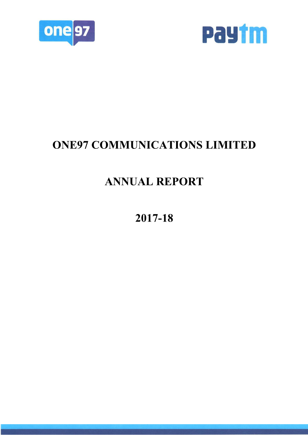 One97 Communications Limited Annual Report 2017-18