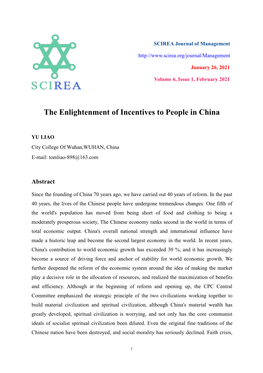 The Enlightenment of Incentives to People in China