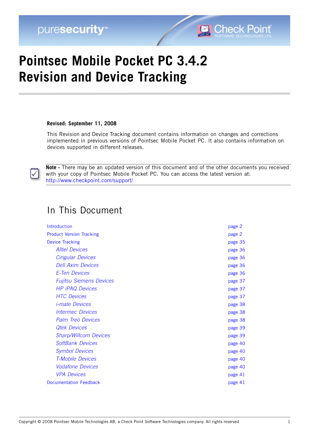 Pointsec Mobile Pocket PC 3.4.2 Revision and Device Tracking